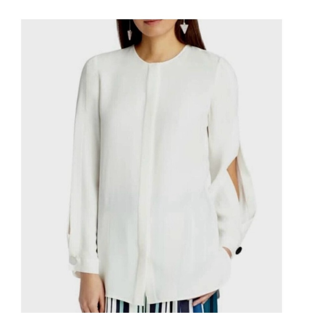 Lafayette 148 New York 100% silk open sleeve blouse